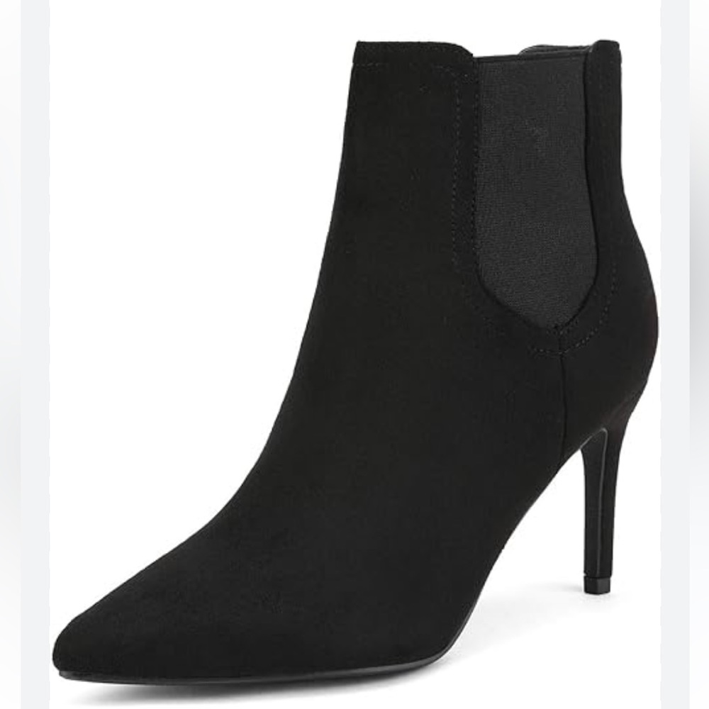 DREAM PAIRS Women's black suede Stilettos Pointed Toe Ankle Boots w heel NWOB